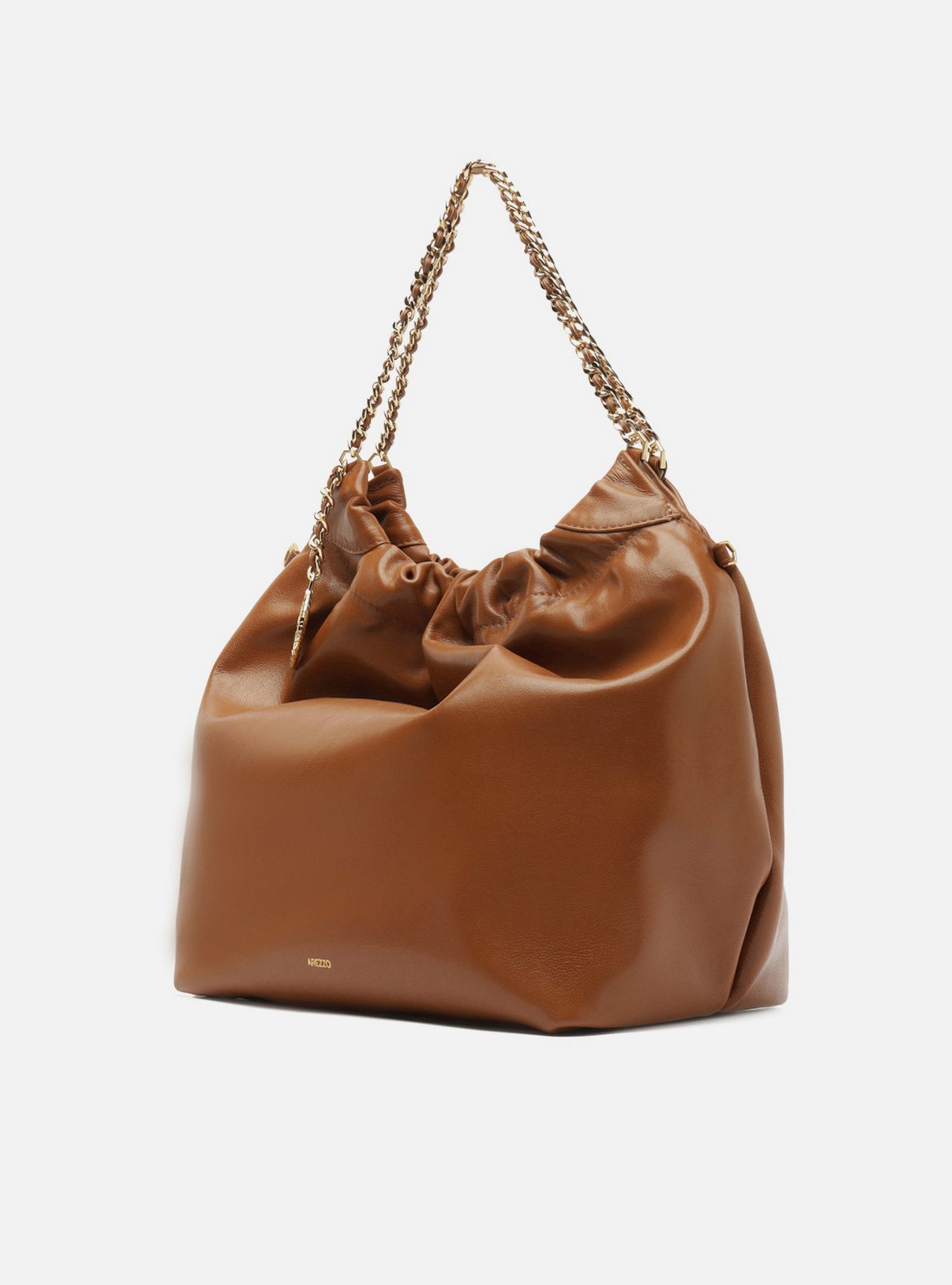 Bolsa Hobo Caramelo Couro Grande Alça Corrente — foto 2