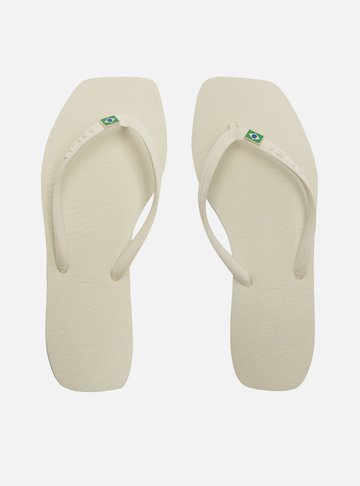 Arezzo — Chinelo de Dedo Branco Básico Square Bandeira Brizza