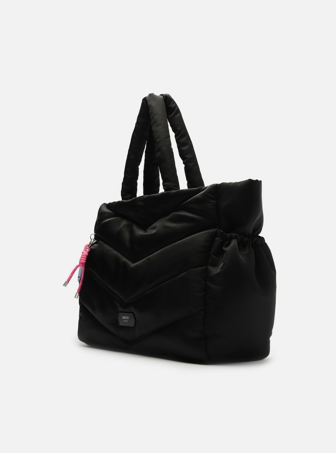 Bolsa Shopping Preta Nylon Grande Puffer