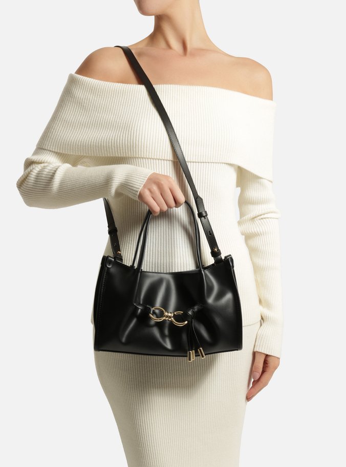 Bolsa Tote Preta Média Metal Elos