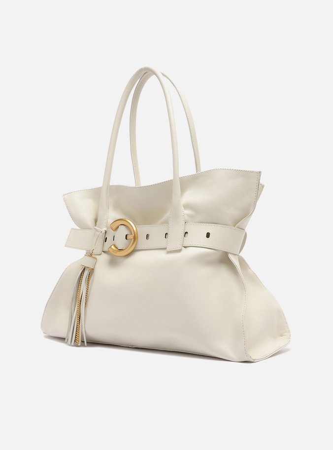Bolsa Shopping Branca Couro Isa Grande
