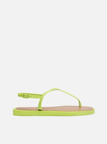 Sandália Rasteira Verde Lima Slim Square Brizza