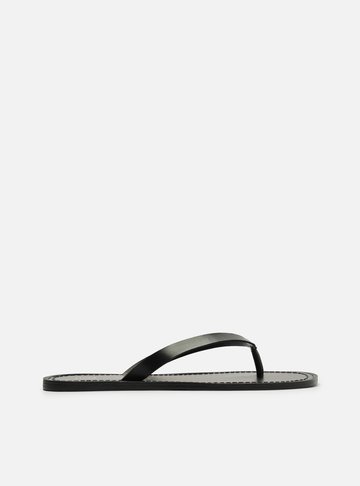 Rasteira Preta Couro Flip Flop Livia