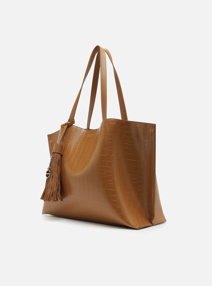 Bolsa Shopping Marrom Croco Valentina Grande