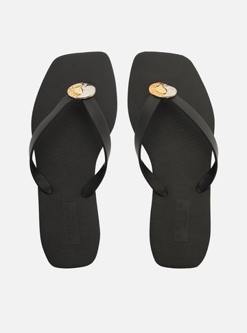Chinelo de Dedo Preto Square Tiras