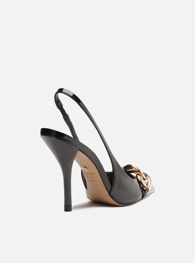 Scarpin Preto Salto Alto Slingback Elos
