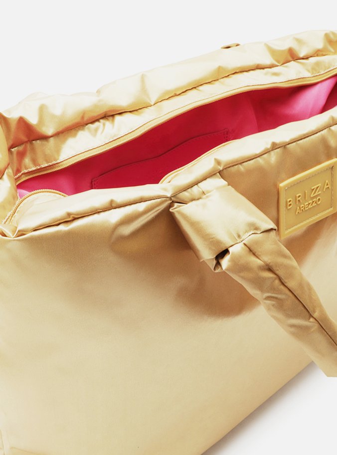 Bolsa Shopping Dourada Nylon Bella Grande