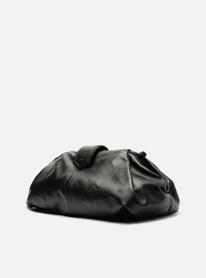 Bolsa Tiracolo Preta Couro Grande Livia