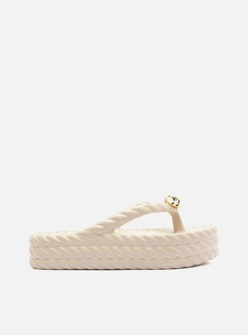 Sandália Branca Flatform Marrocos Flip Flop Metal Textura