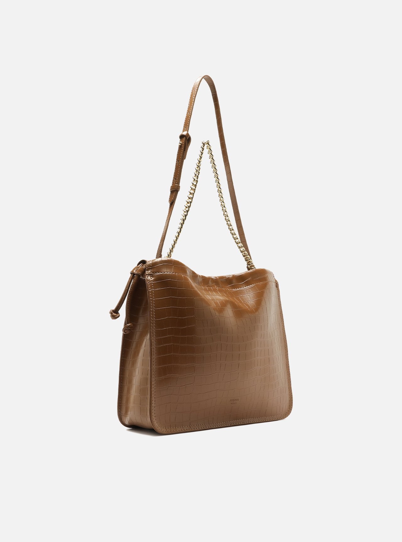 Bolsa Tote Marrom Média Croco Corrente — foto 5