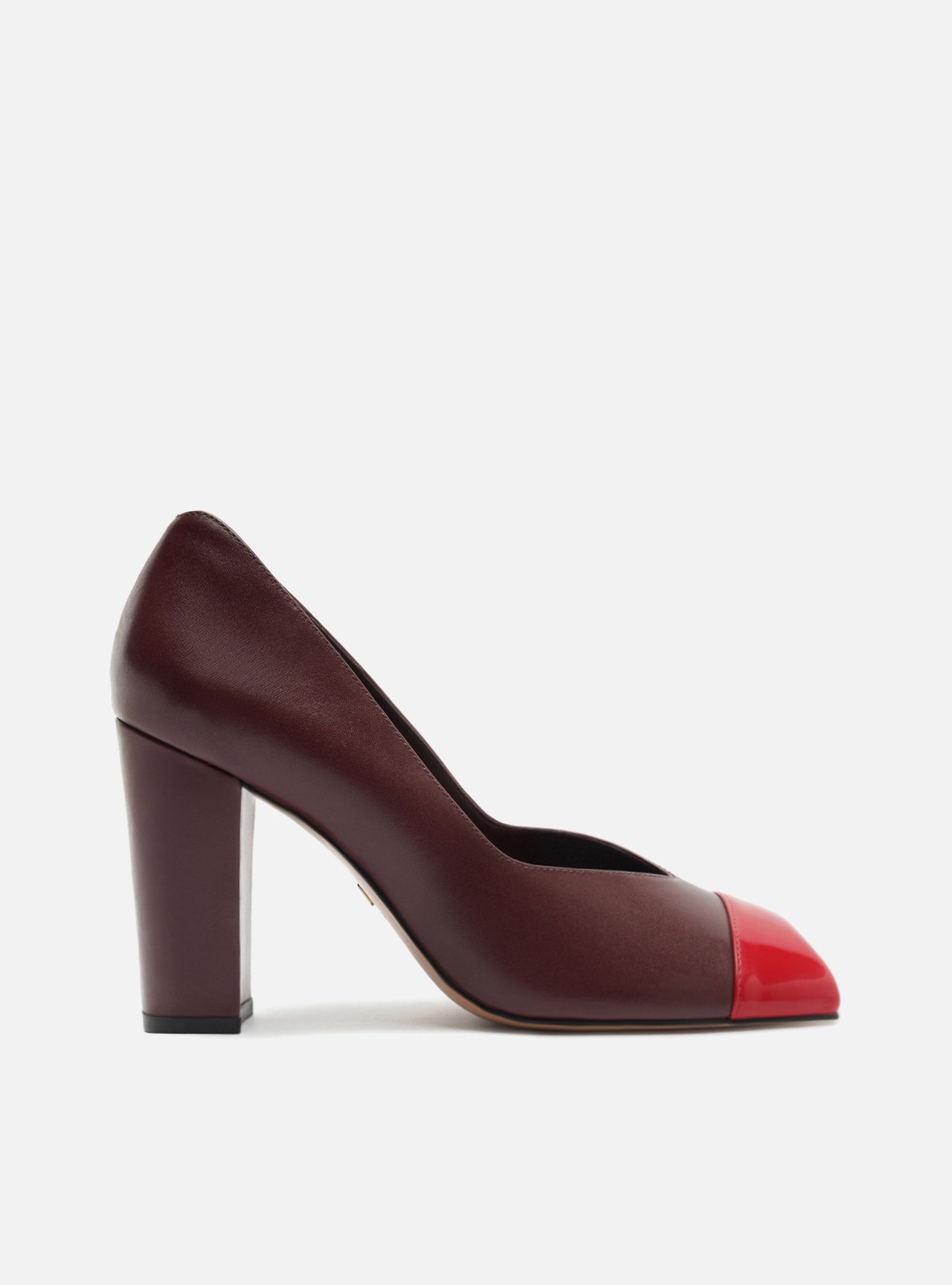 Scarpin Vermelho Multimaterial Salto Bloco — foto 1