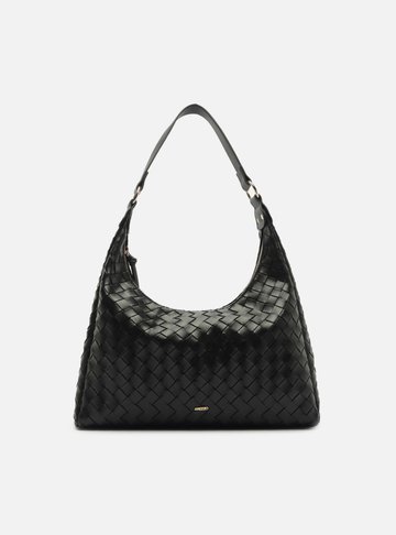 Bolsa Hobo Preta Tressê Média Alça