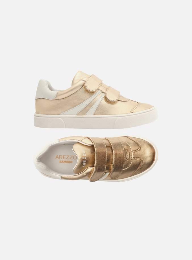 Tênis Infantil Dourado Velcro Branco
