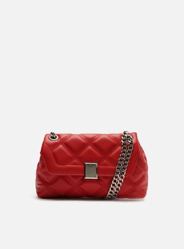 Bolsa Tiracolo Vermelha Matelassê Pequena Corrente