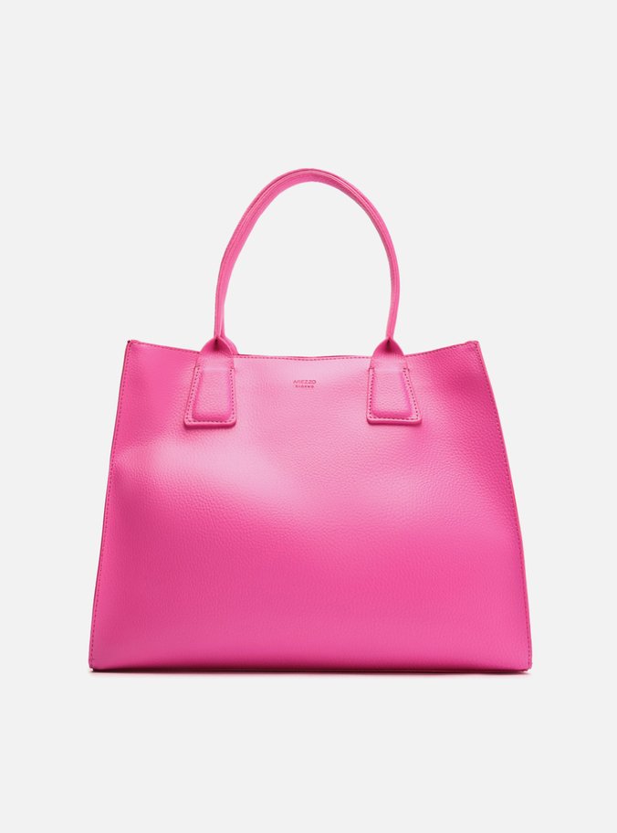 Bolsa Shopping Rosa Couro Grande Pouch