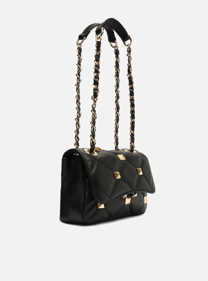 Bolsa Tiracolo Preta Couro Mizz Pequena Tachas