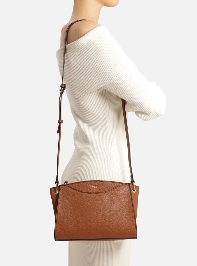 Bolsa Tiracolo Marrom Média Alça Metais