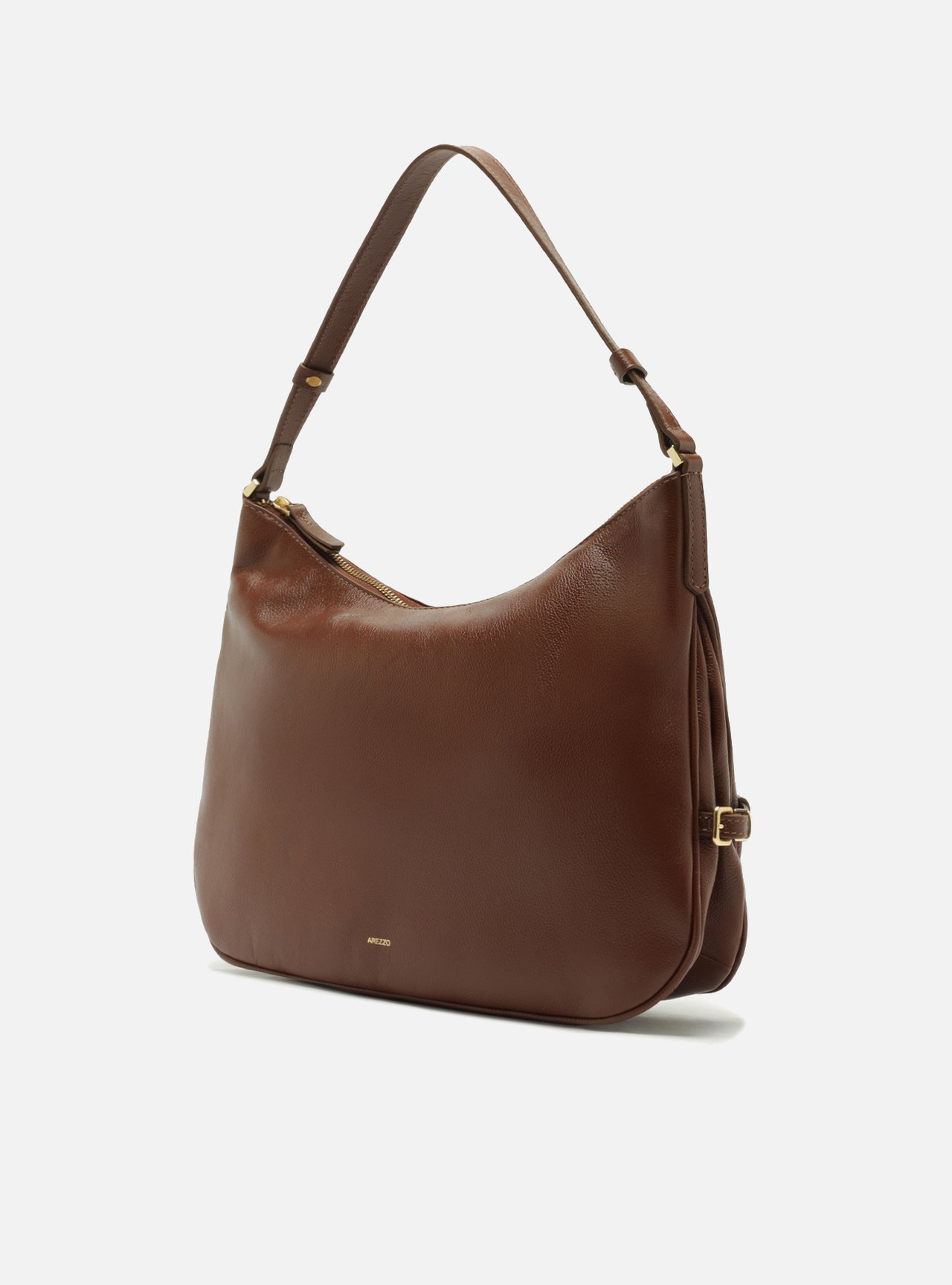 Bolsa Hobo Marrom Couro Média — foto 2