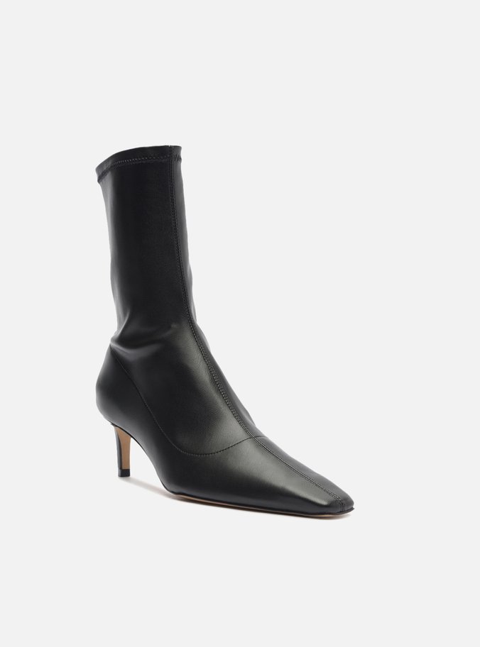 Bota Preta Cano Médio Bico Quadrado