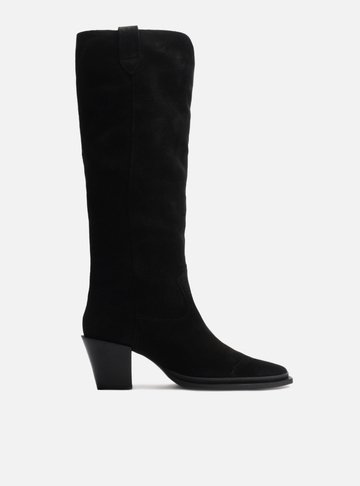 Bota Preta Acamurçada Cano Longo Western