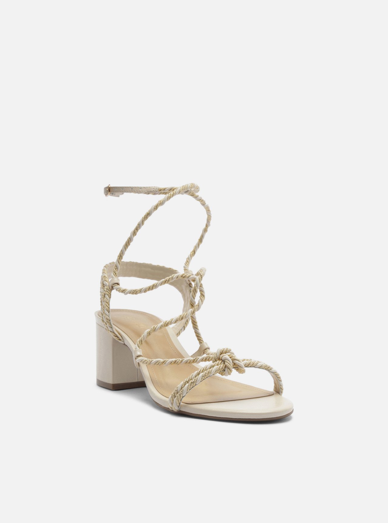 Sandália Off-White Salto Médio Tiras Cordão — foto 2