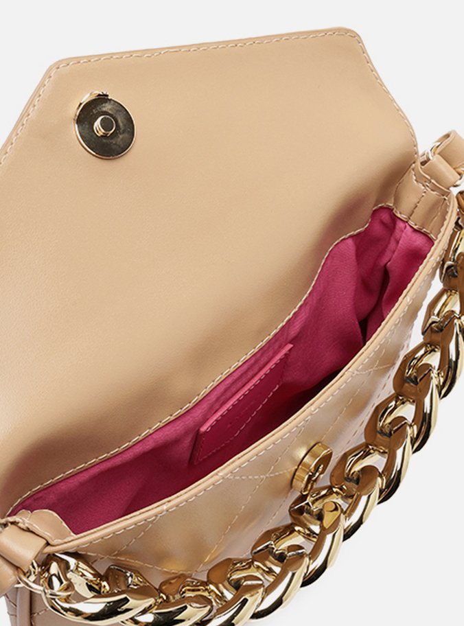 Bolsa Tiracolo Bege Pequena Corrente