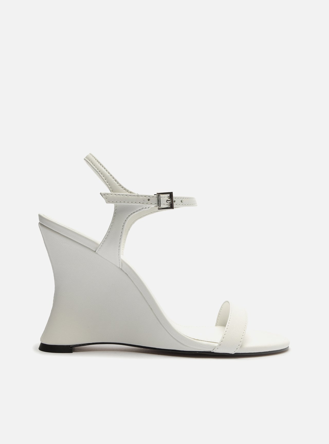 Sandália Branca Couro Salto Alto Anabela Curvo | Arezzo