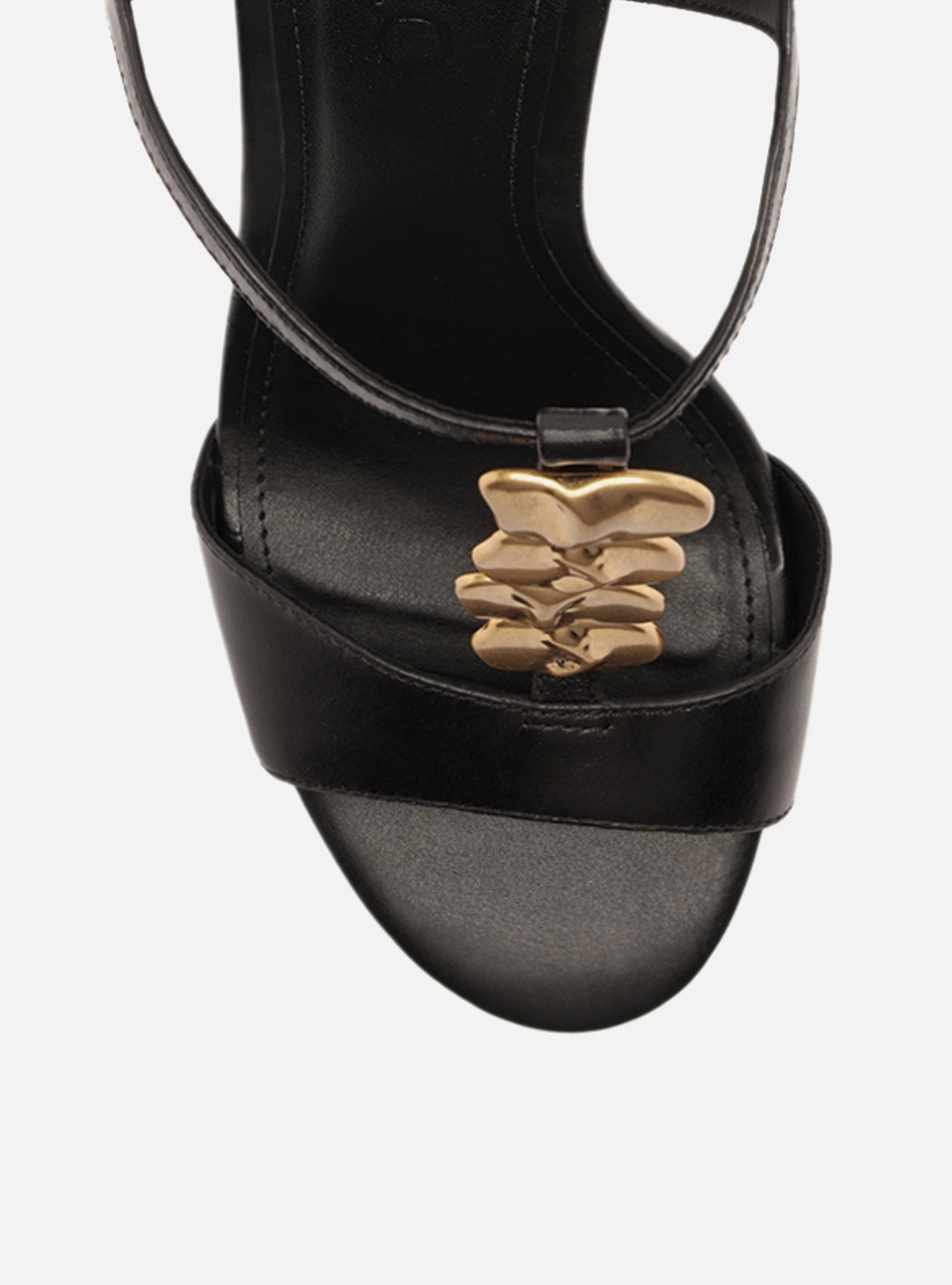 Sandália Preta Couro Slingback Salto Fino Metais — foto 5