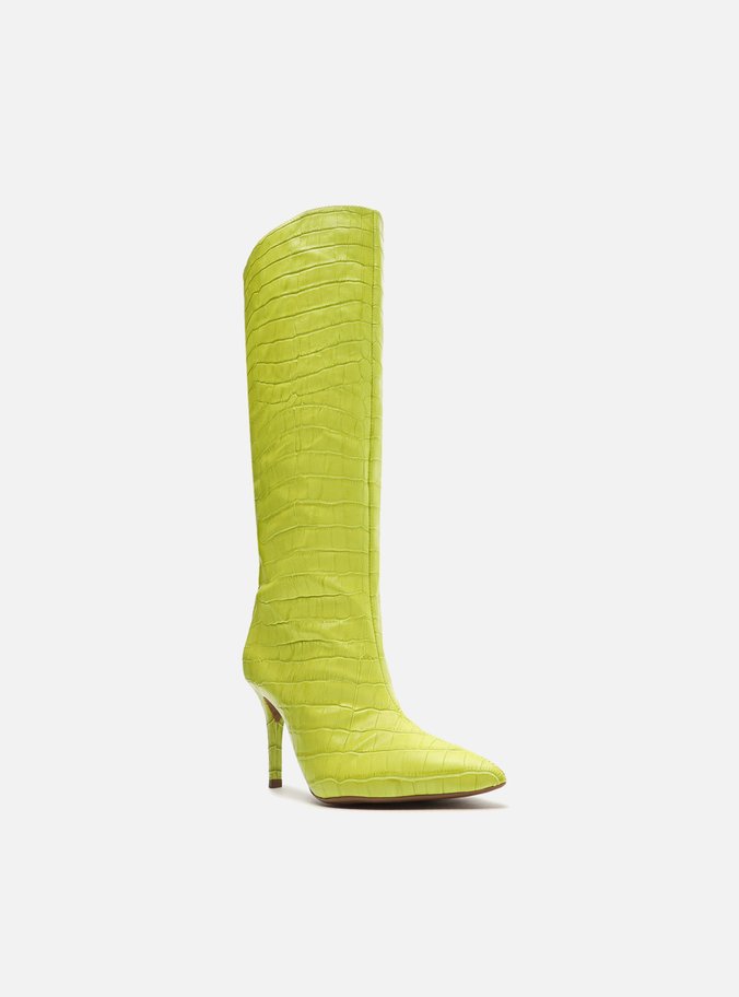 Bota Verde Lima Croco Cano Alto Miranda