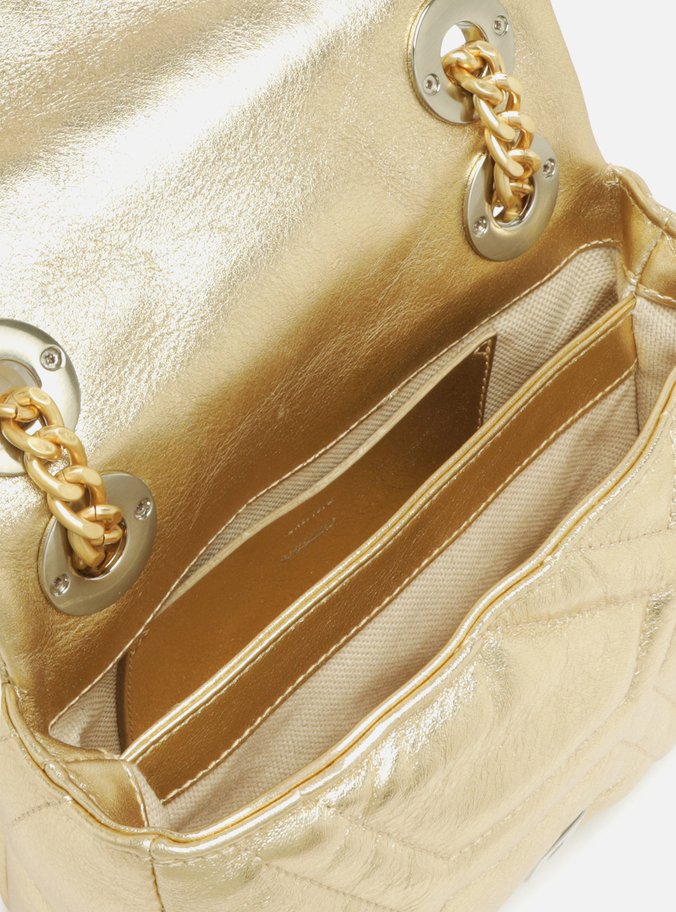 Bolsa Tiracolo Dourada Couro Emma Média