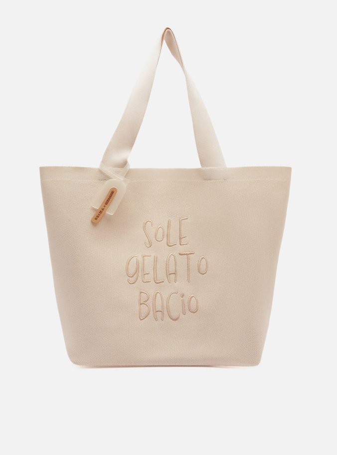 Bolsa Shopping Off-White Crochê Grande Brizza Bacio Di Latte