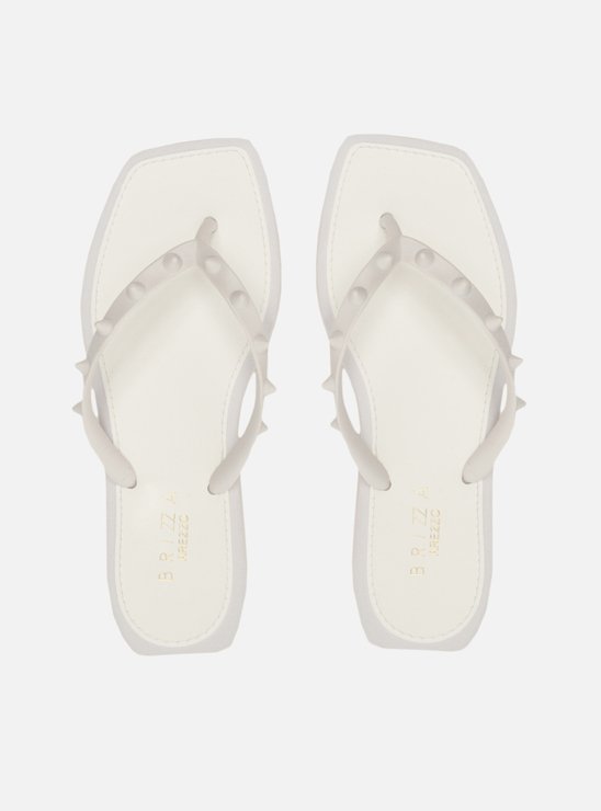 Chinelo de Dedo Branco Bico Quadrado Brizza Rock