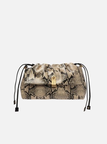 Bolsa Tiracolo Snake Couro Média Peça Metal