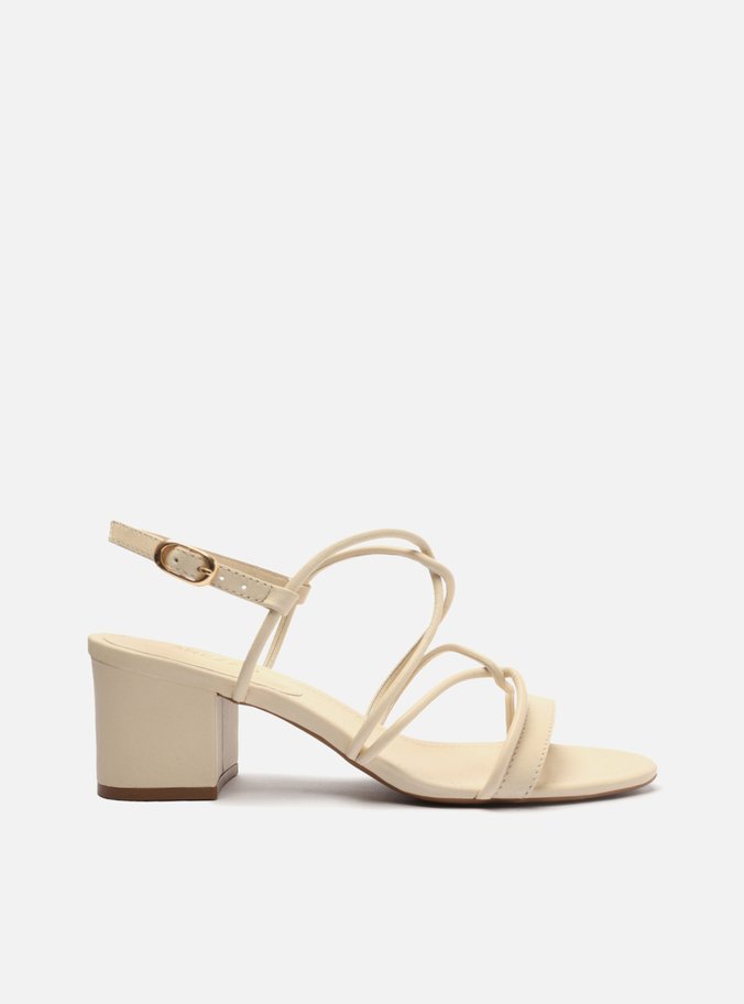 Sandália Off-White Salto Bloco Tiras Enlace
