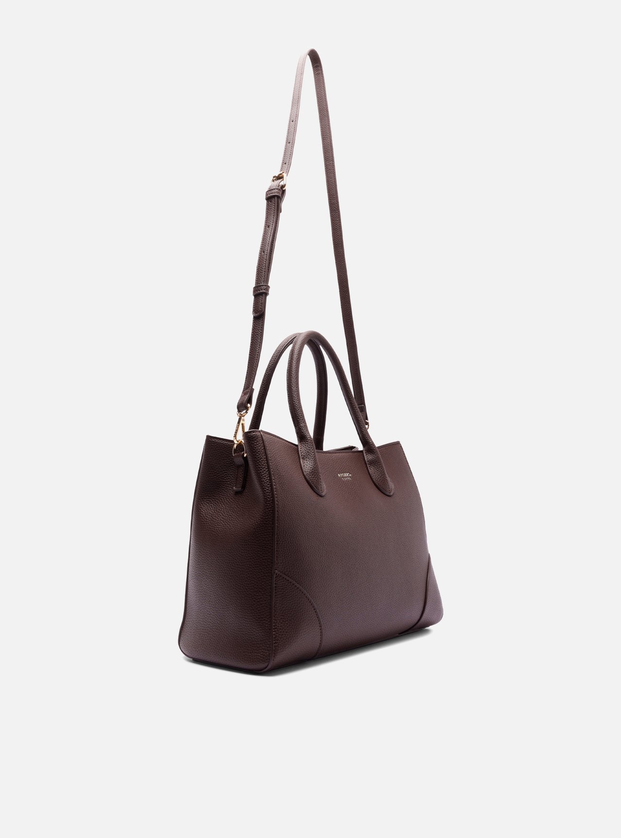Bolsa Tote Marrom Grande Granulada Metais — foto 5