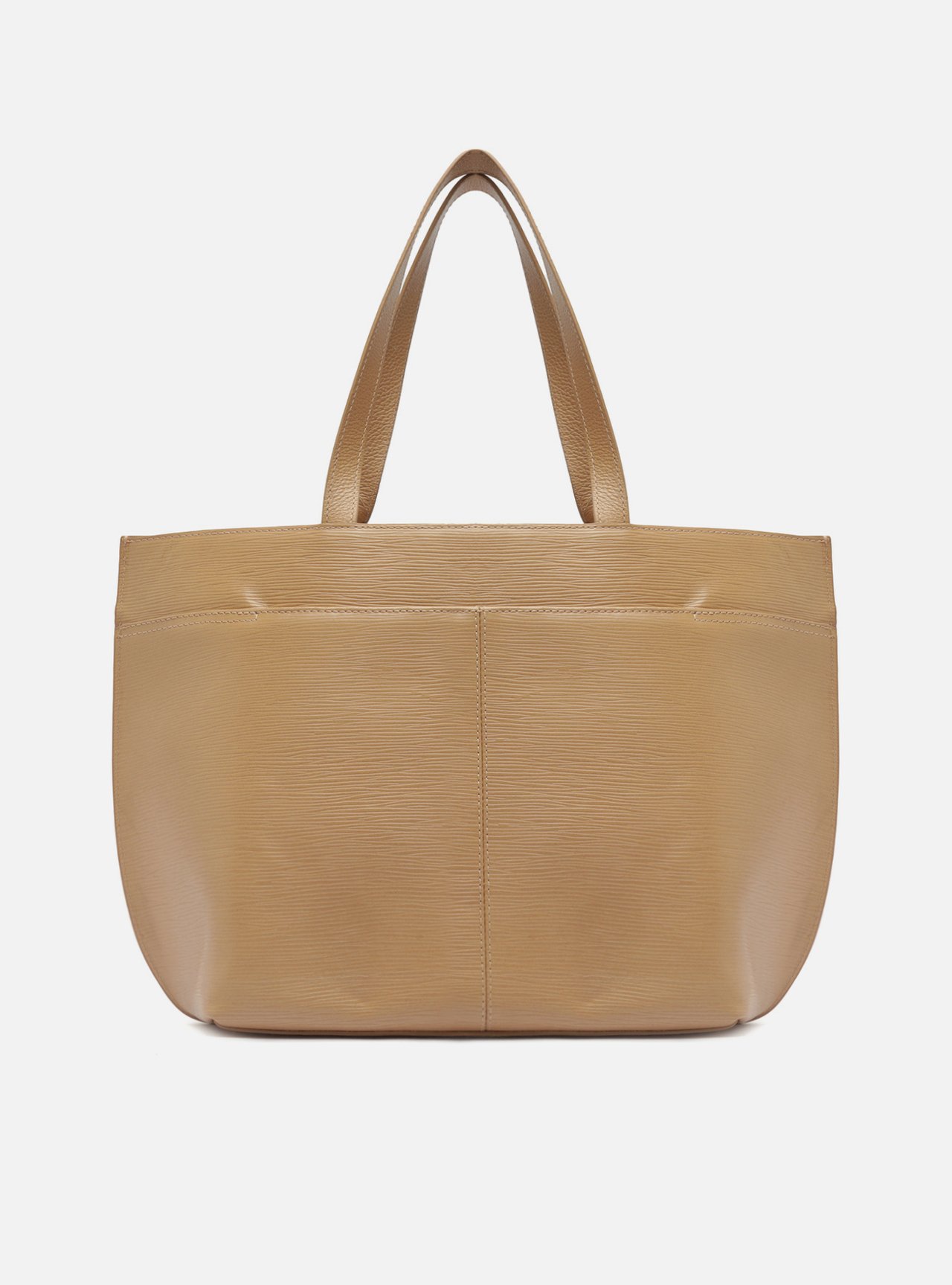 Bolsa Shopping Bege Couro Abraccio Grande — foto 3