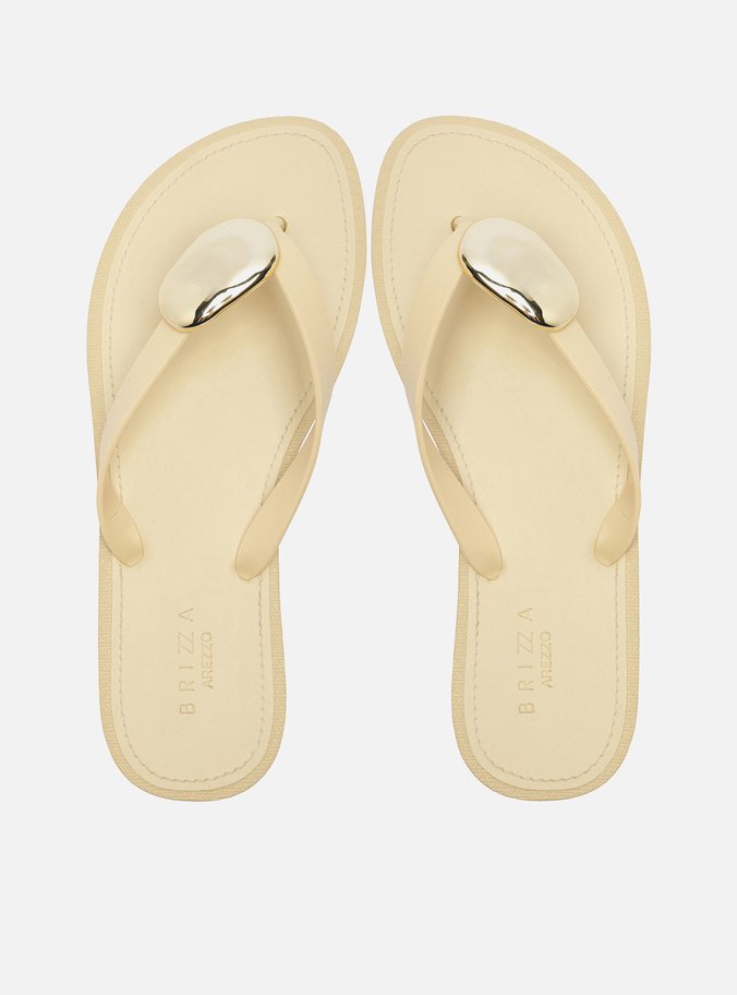 Chinelo Minimal Branco Bico Redondo Brizza