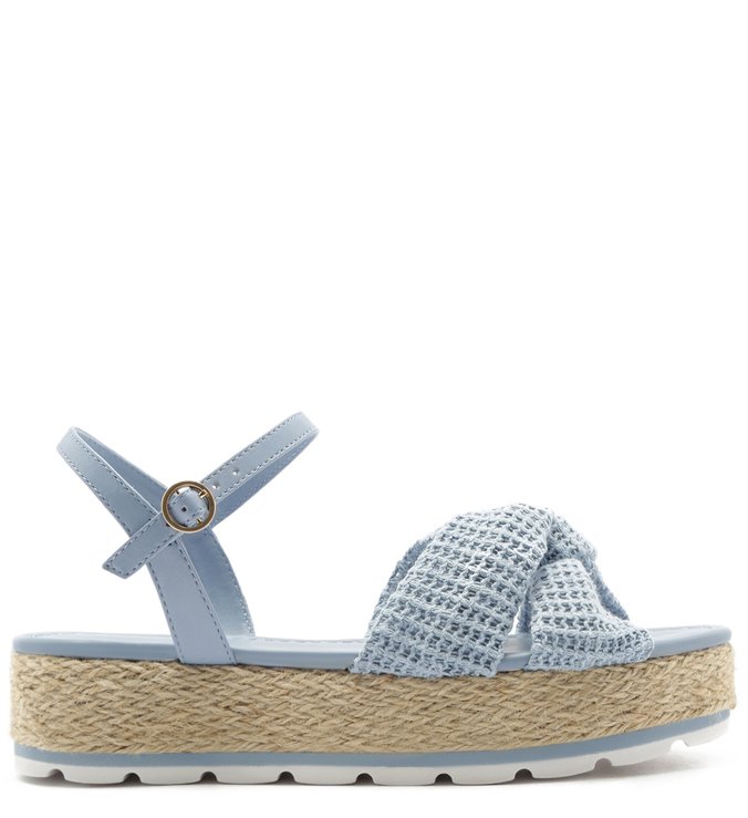 Sandália Flatform Tecido Azul Jelly Blue
