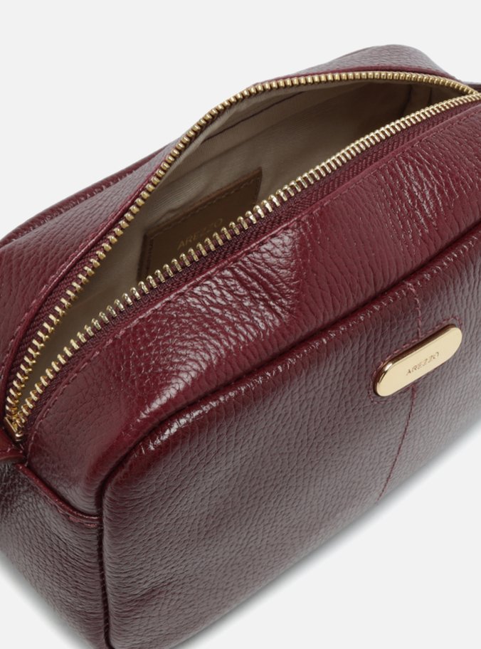 Bolsa Tiracolo Vinho Couro Pequena Tag Metal