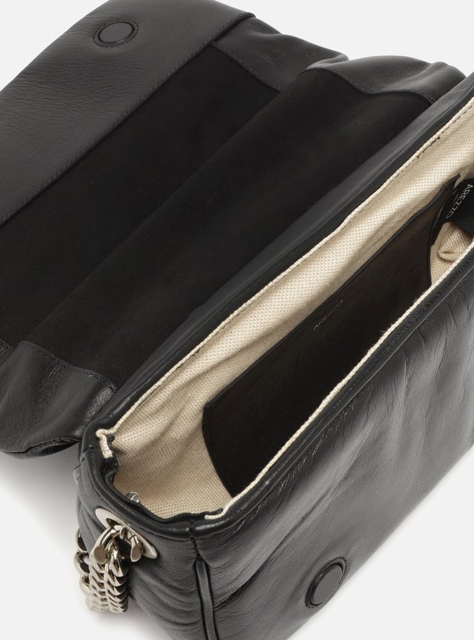 Bolsa Tiracolo Preta Couro Grande ID Bimetal
