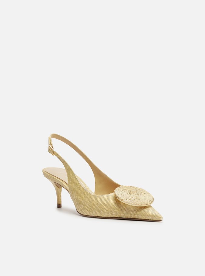 Scarpin Bege Ráfia Slingback Circle