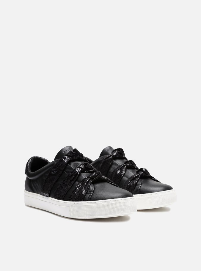Tênis Slip On Preto Couro ZZ Girl Nó Grafite