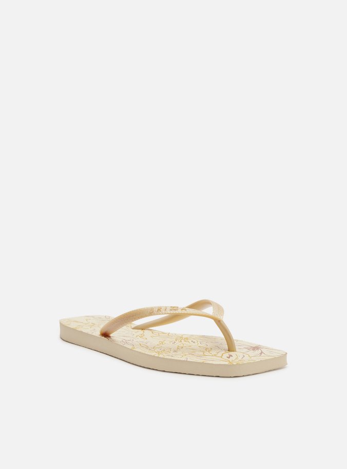 Chinelo de Dedo Dourado Square Flores