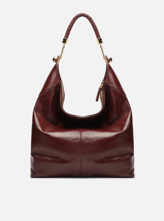 Bolsa Hobo Vinho Couro Grande Alça Trança