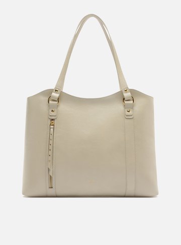 Arezzo — Bolsa Shopping Off White Grande Bolso Frontal Zíper