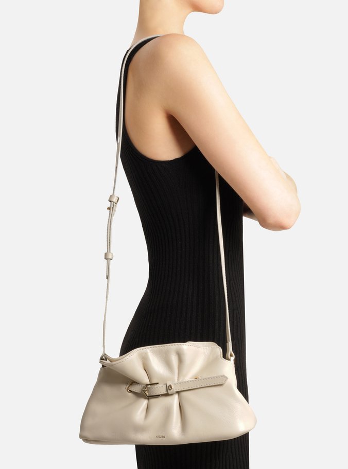 Bolsa Tiracolo Off-White Couro Média Tira Fivela