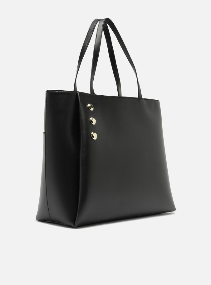 Bolsa Shopping Preta Grande Detalhe Metais