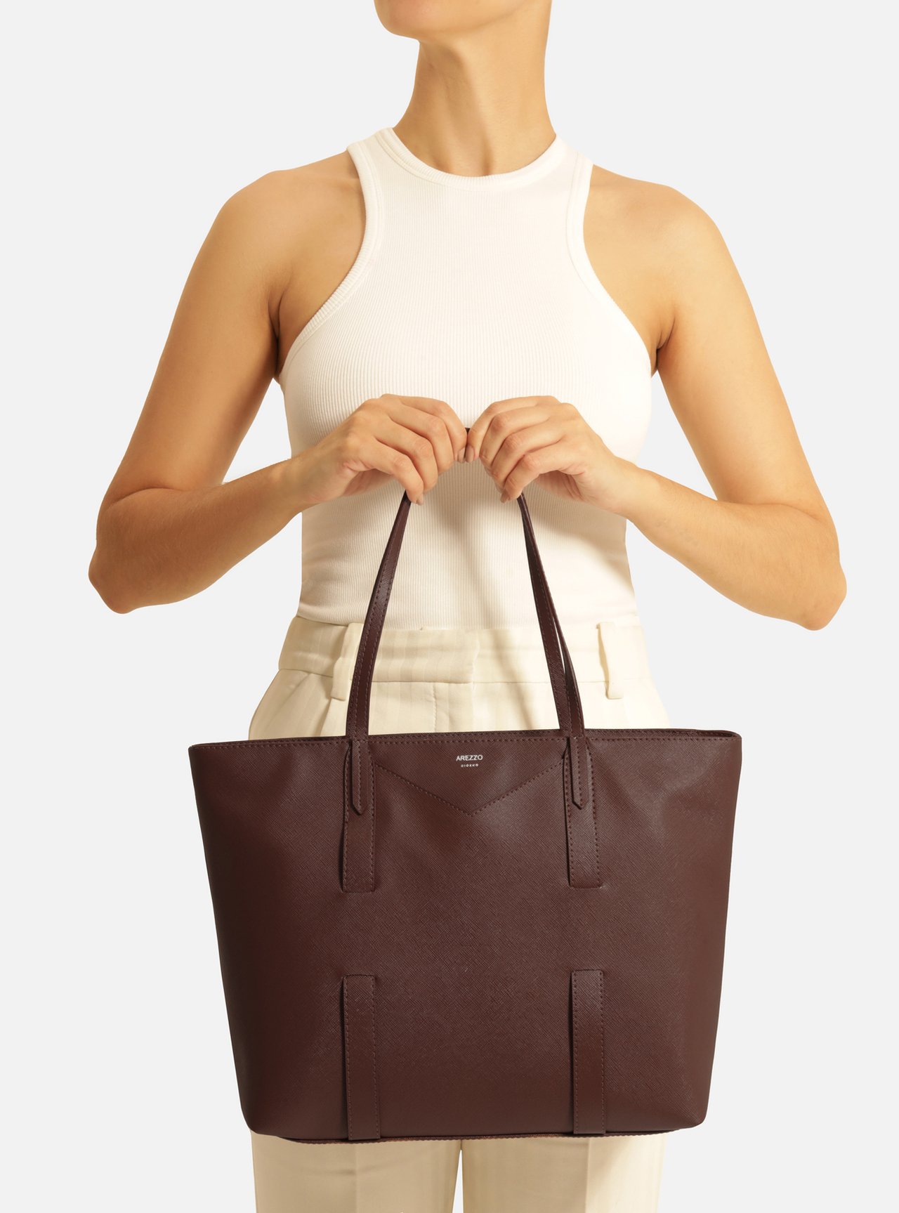 Bolsa Shopping Marrom Grande Tiras — foto 6