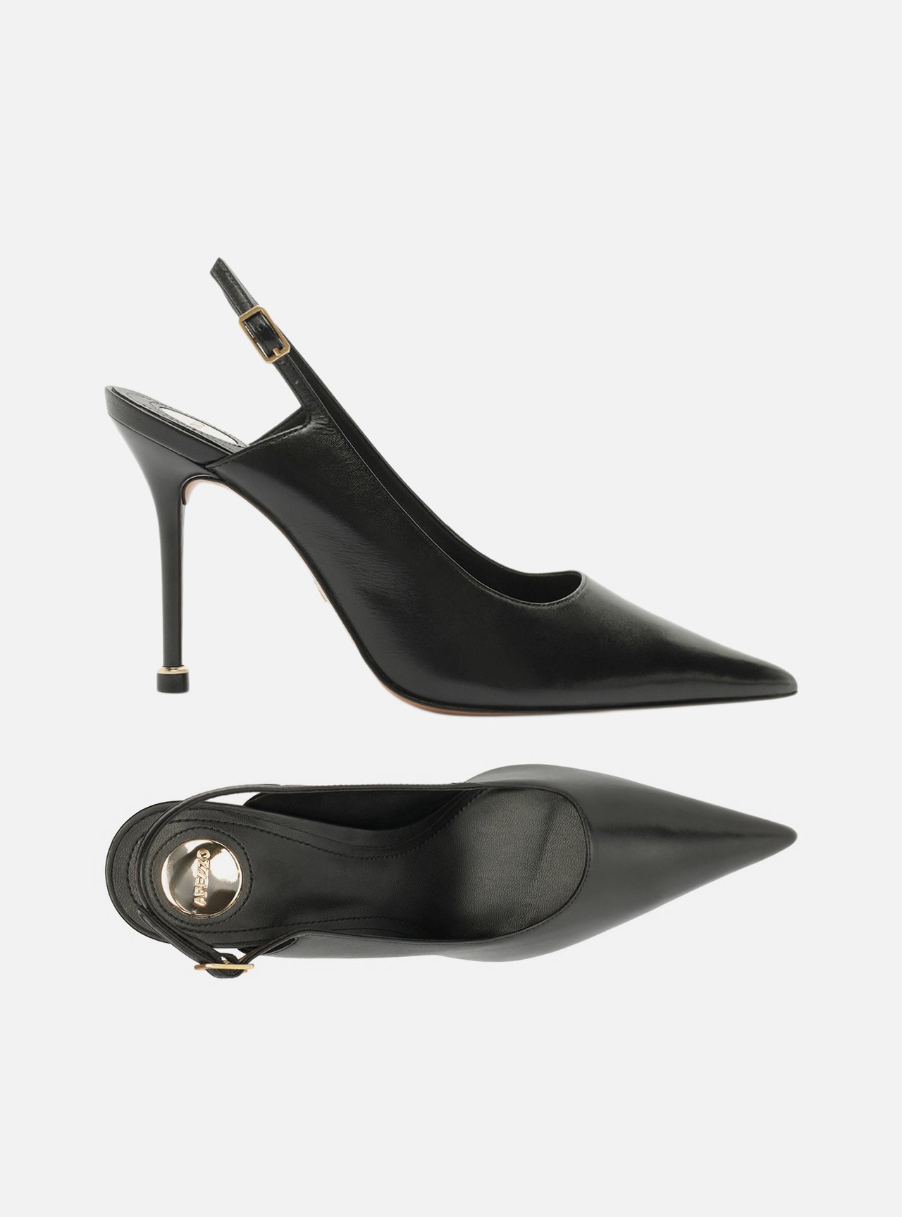 Scarpin Preto Couro Salto Fino Slingback — foto 5