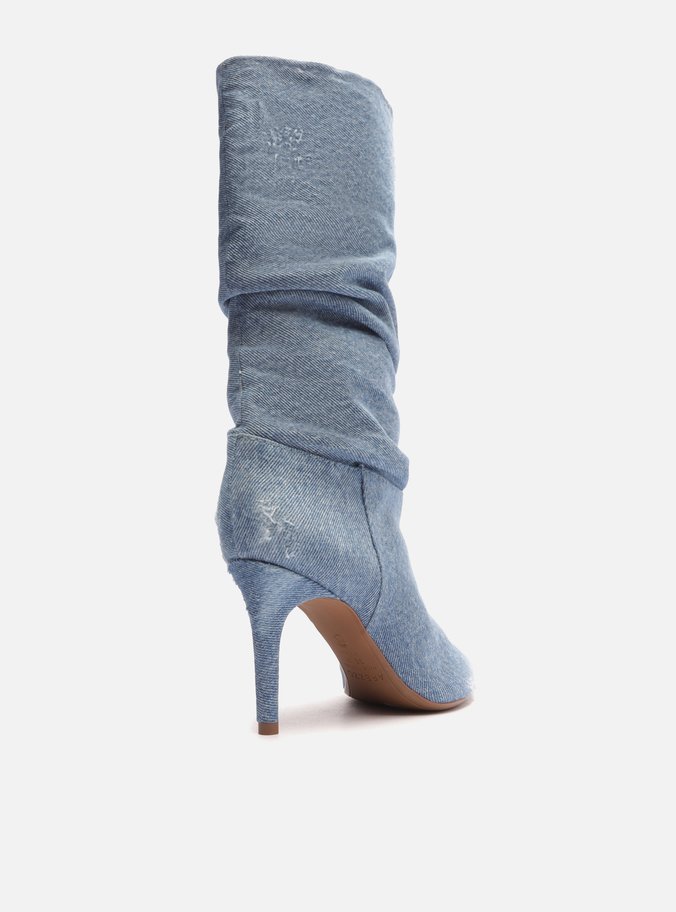 Bota Azul Denim Cano Longo Slouchy Ivy